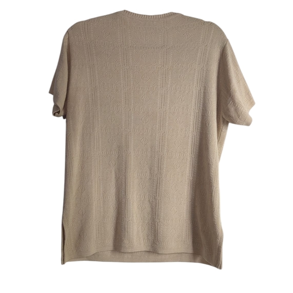 Vintage Beige Short Sleeve Knit Top - Picture 2 of 4